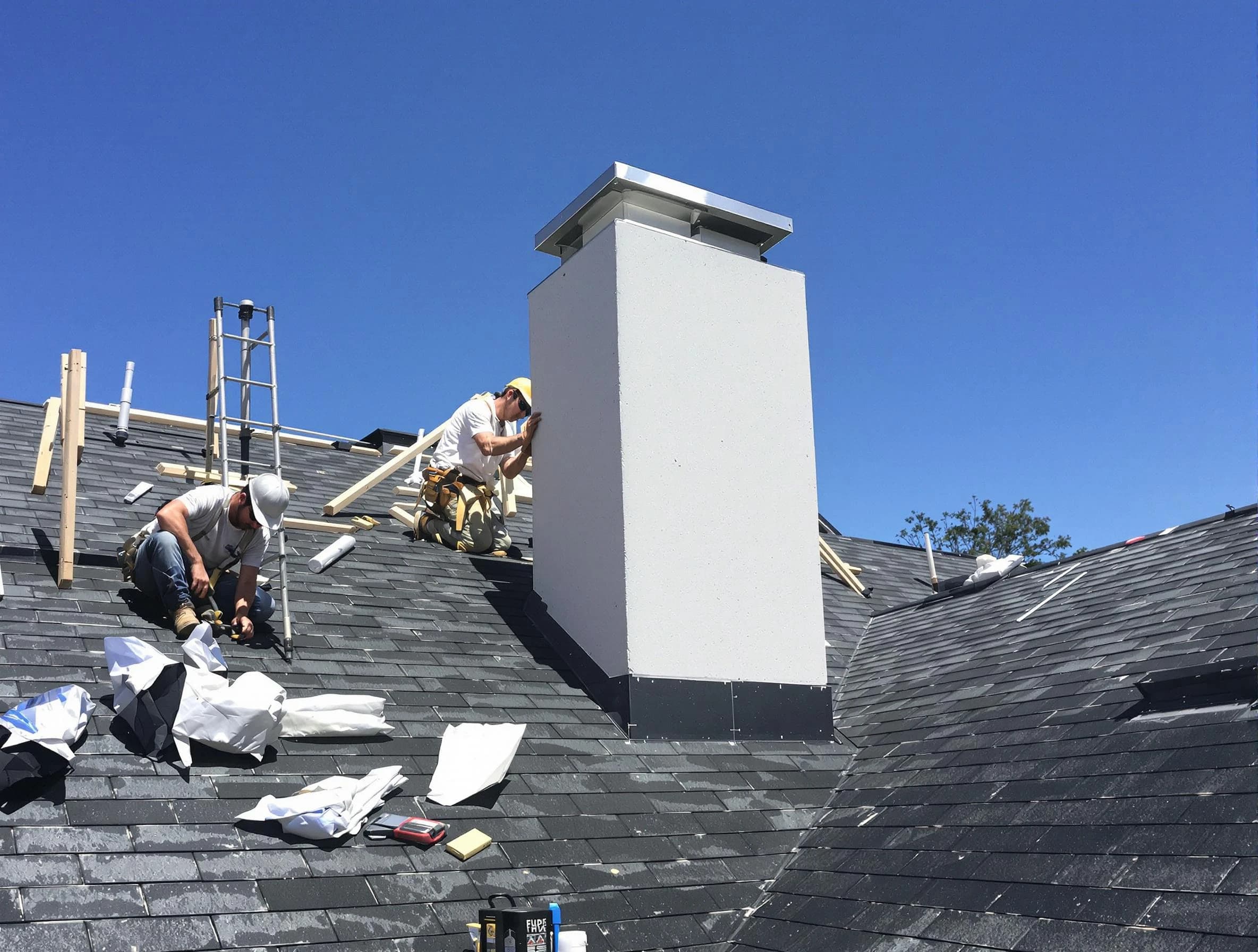 Stockbridge Chimney Sweep crew installing a new chimney in Stockbridge, GA