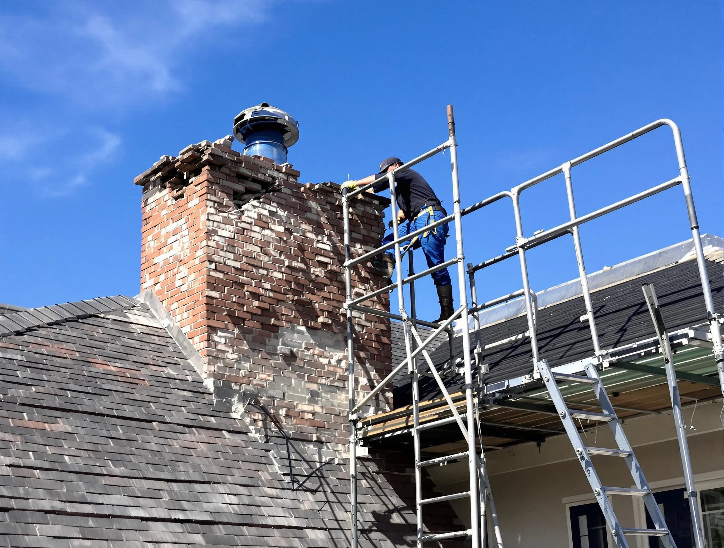 Rebuilding a chimney structure by Stockbridge Chimney Sweep in Stockbridge, GA