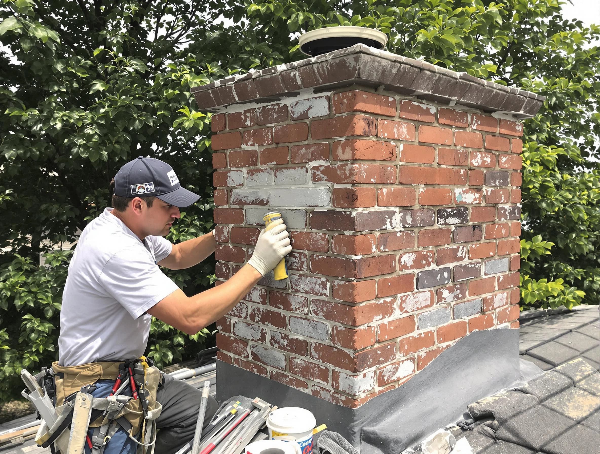 Stockbridge Chimney Sweep restoring an aging chimney in Stockbridge, GA