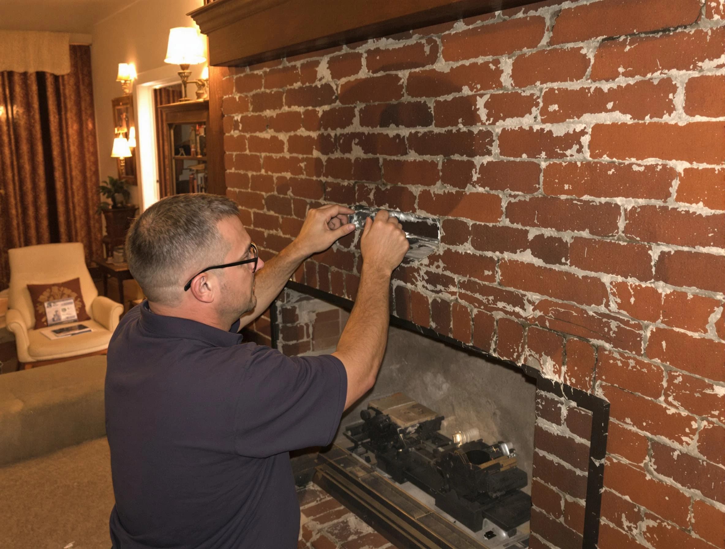 Stockbridge Chimney Sweep expert fixing a fireplace in Stockbridge, GA