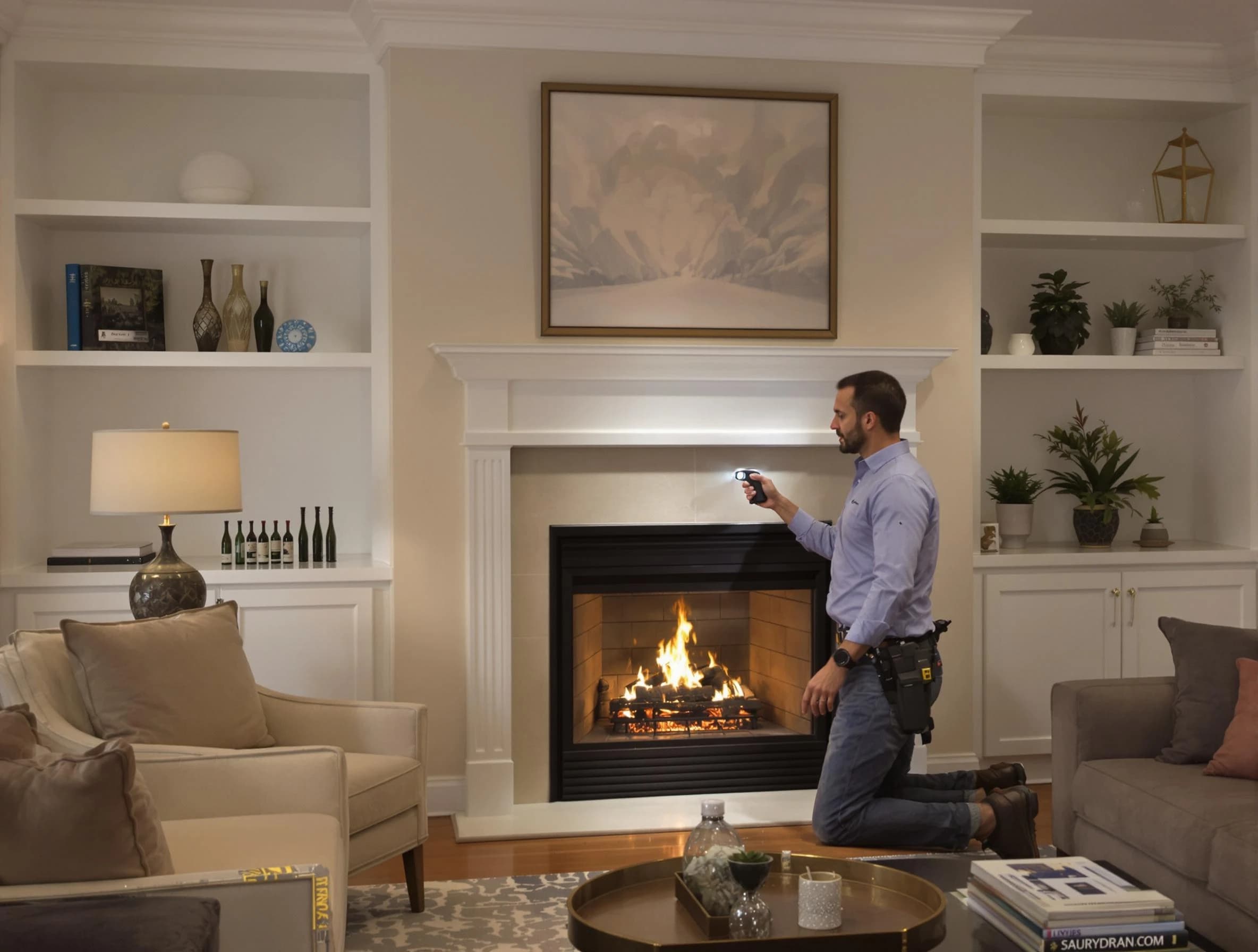 Stockbridge Chimney Sweep conducting a fireplace safety inspection in Stockbridge, GA