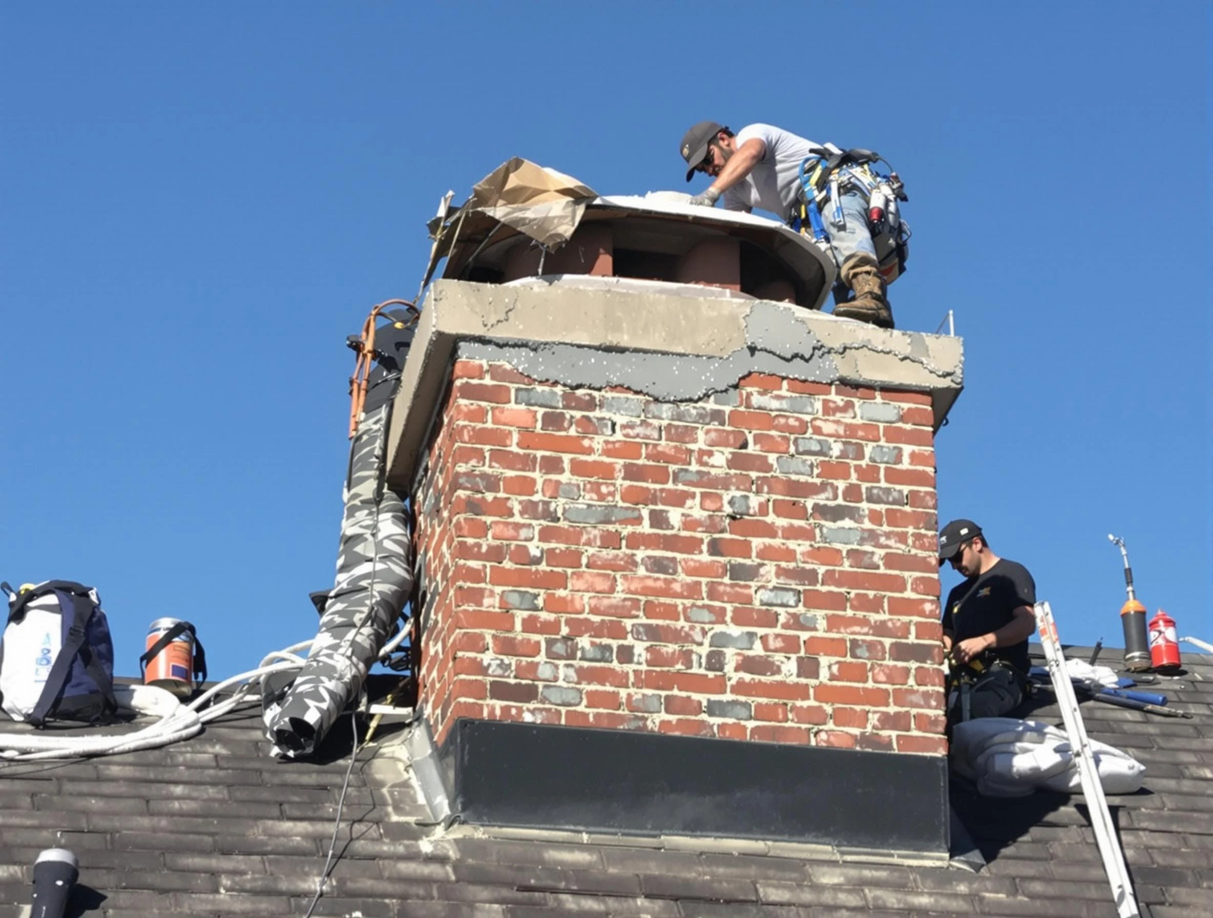 Stockbridge Chimney Sweep installing a custom chimney crown in Stockbridge, GA