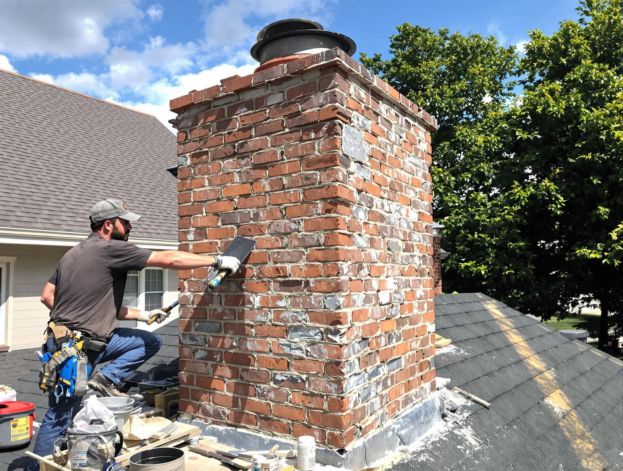 Completed chimney rebuild by Stockbridge Chimney Sweep in Stockbridge, GA