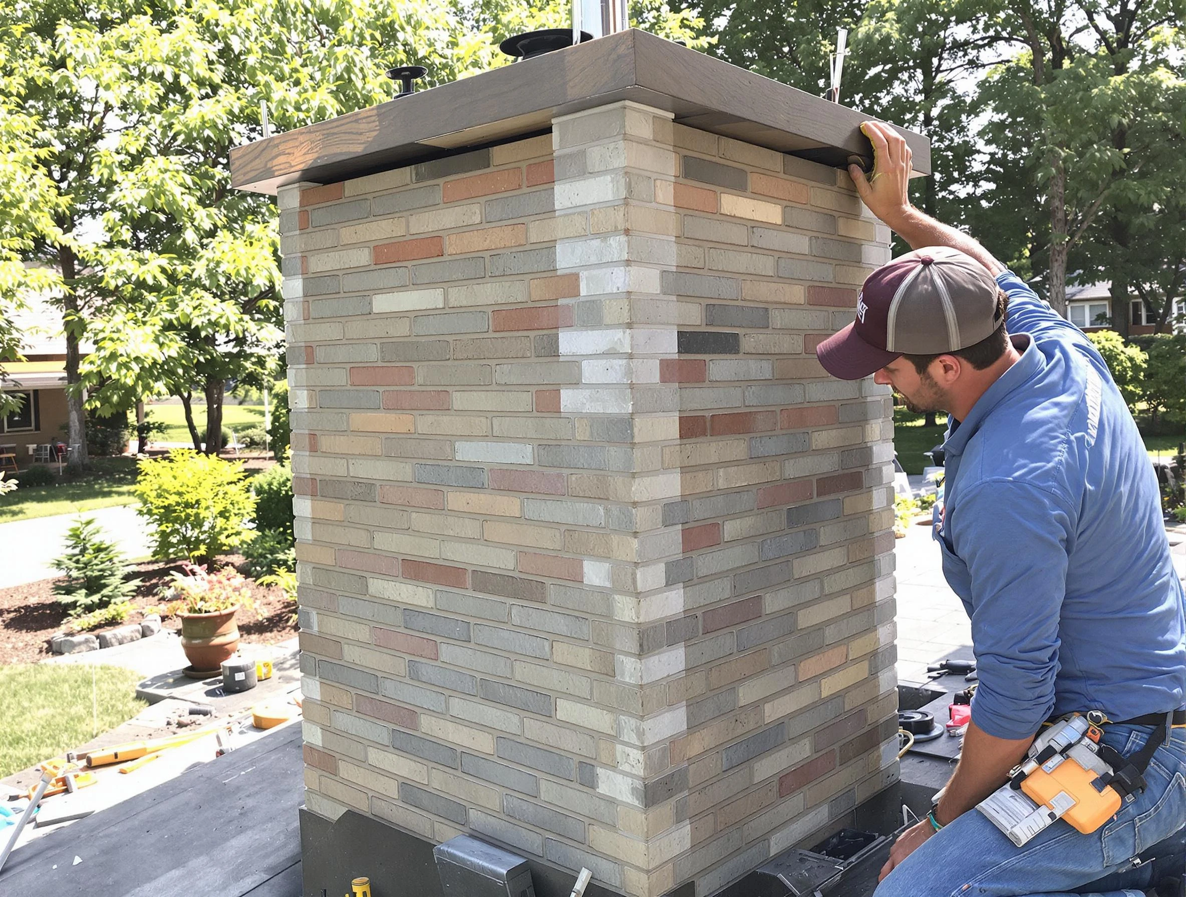 Stockbridge Chimney Sweep completing a modern chimney remodel in Stockbridge, GA