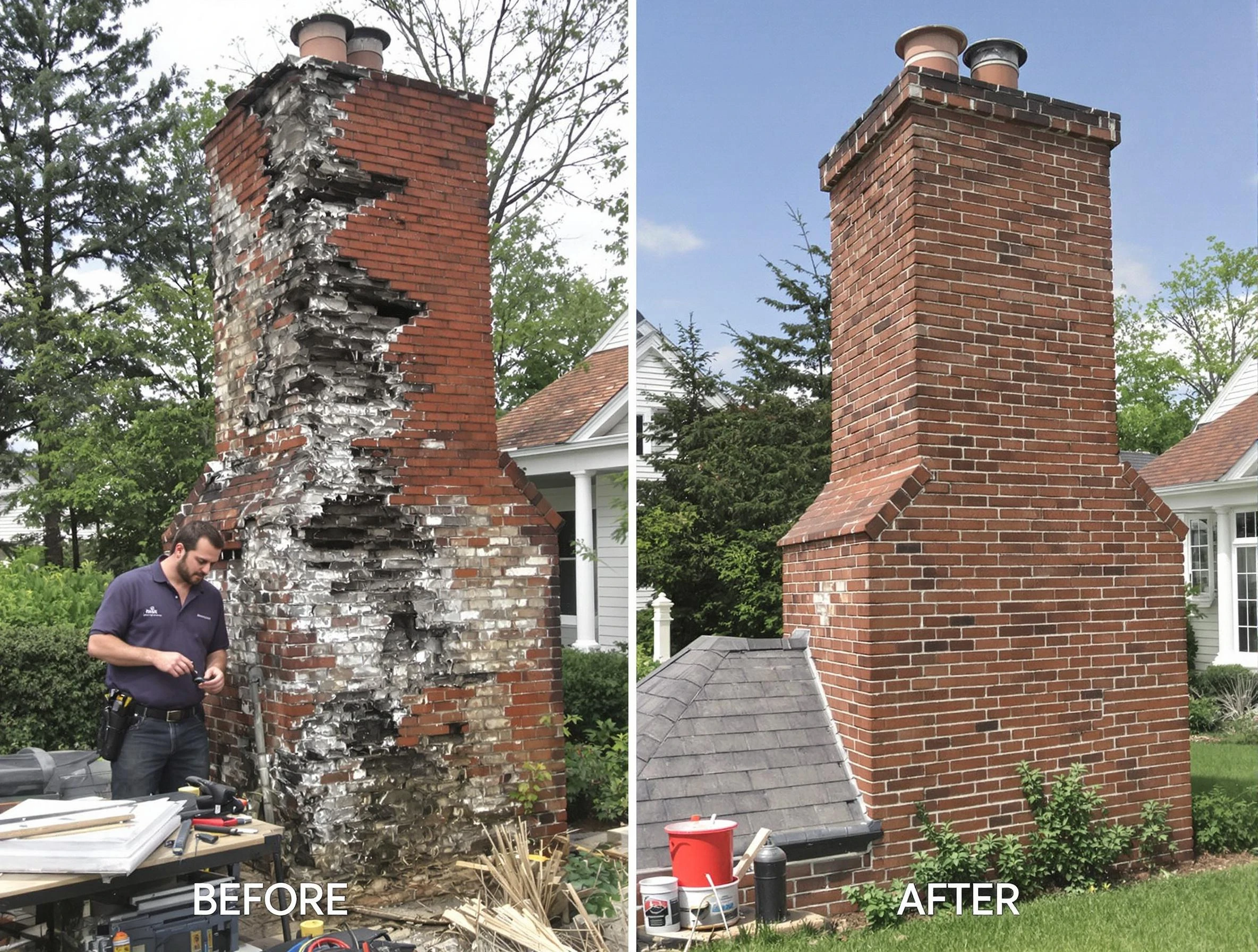 Stockbridge Chimney Sweep performing a full chimney restoration in Stockbridge, GA